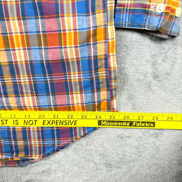 Brooks Brothers Men’s L Blue Orange Plaid Button Down Long Sleeve Shirt - Picture 4 of 11